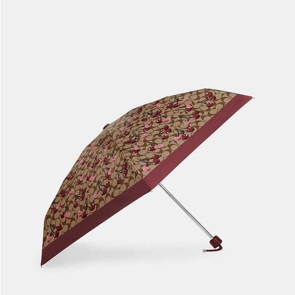 NWT Coach Uv‎ Protection Mini Umbrella In Signature Cherry Print